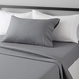 Amazon Basics Lightweight Super Soft Easy Care Wrinkle-Free Breathable Brushed Microfiber 3-Piece Bed Sheet Set with 14-