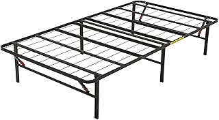Amazon Basics Foldable Metal Platform Bed Frame with Storage, Sturdy Steel Support, No Box Spring Needed, 14-inch High, 