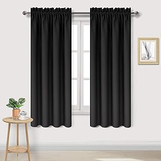 DWCN Blackout Curtains – Thermal Insulated, Energy Saving & Noise Reducing Bedroom and Living Room Curtains, Black, W 42