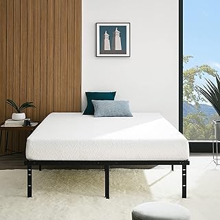 Amazon Basics Sturdy Heavy-Duty Non-Slip Platform Bed Frame, Full Size, Steel Slat Support, No Box Spring Needed, Noise