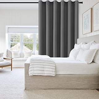 DWCN Dark Grey Privacy Room Divider Curtain Thermal Blackout Curtain for Patio Door, Living Room, Bedroom Partition and