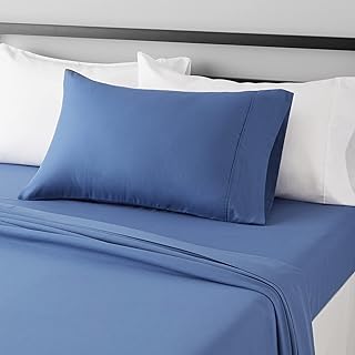 Amazon Basics Lightweight Breathable Super Soft Easy Care Wrinkle Resistant Brushed Microfiber 3-Piece Bed Sheet Set wit