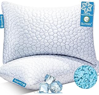 QUTOOL Cooling Pillow for Sleeping, CertiPUR-US Shredded Memory Foam Queen Pillows Set of 2, Cool Pillow for Hot Sleeper