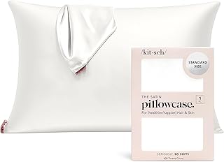 Kitsch Satin Pillowcase with Zipper for Hair & Skin - Softer Than Silk Pillow Cases, Smooth Cooling Satin Pillow Case, W