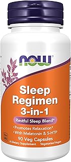NOW Foods Supplements, Sleep Regimen 3-In-1, With Melatonin, 5-HTP and L-Theanine, Restful Sleep Blend*, 90 Veg Capsules