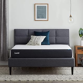 Lucid 8 Inch Memory Foam Mattress - Medium Plush Feel - Infused with Refreshing Bamboo Charcoal and Cooling Gel - Bed in
