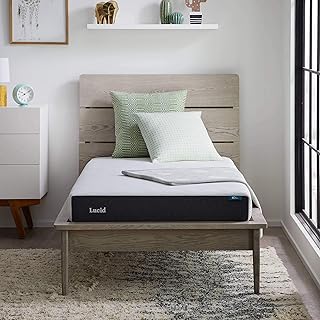 Lucid 6 Inch Memory Foam Mattress – Low Profile – Medium Firm Feel - Infused with Bamboo Charcoal and Gel - Bed in a Box