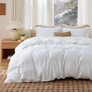 Bedsure White Duvet Cover Queen Size - Soft Double Brushed Bedding Set for Kids & Adults, Zipper Closure, 3 Pieces, Incl