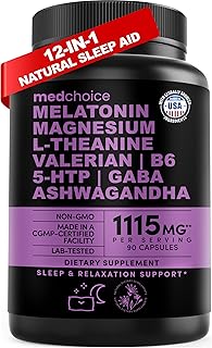 12-in-1 Melatonin Sleep Capsules - Natural Sleep Aids for Adults with Melatonin 5mg and Magnesium Glycinate 500mg, Sleep