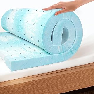 EGO Topper 3 Inch Queen Memory Foam Mattress Topper, Gel Foam Mattress Topper for Pressure Relief, Ventilated Design Bed