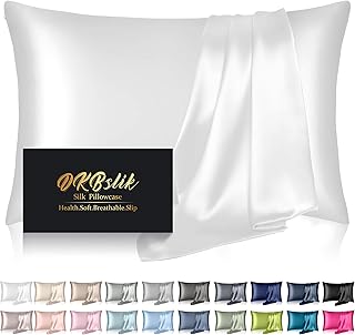 Silk Pillowcase for Hair and Skin, Mulberry Silk Pillow Cases Standard Size, Anti Acne Cooling Sleep Both Sides Natural