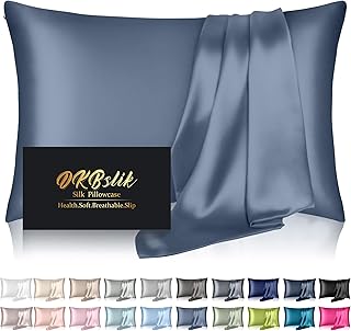 Silk Pillowcase for Hair and Skin, Mulberry Silk Pillow Cases Standard Size, Anti Acne Cooling Sleep Both Sides Natural 