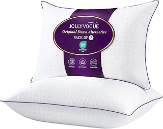 JOLLYVOGUE Pillows Queen Size Set of 2, Soft Supportive Bed Pillows with Super Soft Down Alternative Fill, Luxury Fluffy