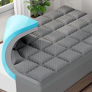 OLANLY Dual-Layer 4 Inch King Size Memory Foam Mattress Topper for Back Pain, 2 Inch Cooling Pillow Top Mattress Pad Cov