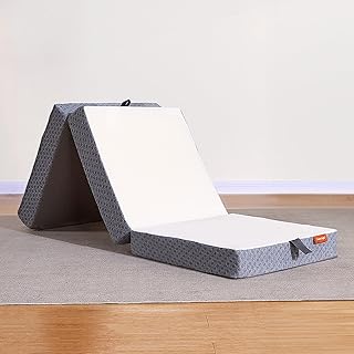 Sweetnight Tri Folding Mattress - 4-inch Single Size Foldable Mattress with a Collapsible and Washable Cover | Medium-Fi