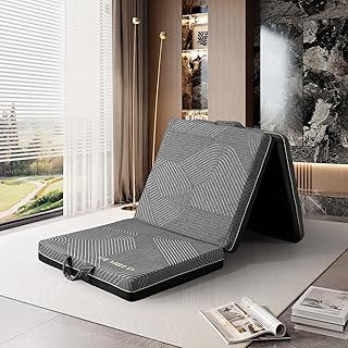 Tri Folding Mattress Single Size - Memory Foam Tri-fold Mattress, Handle & Non-Slip Bottom, Portable Foldable Sofa Bed F