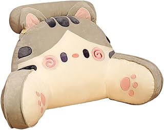 Reading Pillow for Kids/Teens/Adults, Back Pillow for Bed Backrest with Arms, Bed Rest Pillow with Detachable Neck Roll