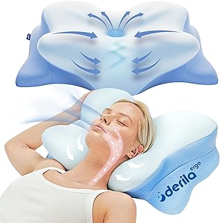 Derila Ergo Cervical Neck Pillow for Sleeping Pillow Contour Memory Foam Pillows for Back, Side Sleeper Pillows 21.25 x 