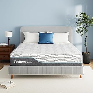 FATHOM Medium Queen Mattress 10 Inch Memory Foam Mattress Queen Size Bed in a Box for Back Pain Relief and Cool Sleep wi