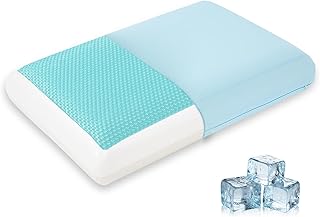 Cooling Pillow for Sleeping, Gel Memory Foam Pillow with Reversible Cover, Neck Support for Side, Back and Stomach Sleep
