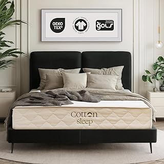CottonSleep All Natural Mattress (100% Organic Cotton, Wool, & GOTS Latex, Made in The USA) Non Toxic, Fiberglass Free H