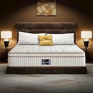 Organic Mattress King Size - 14 Inch Hybrid Mattress with Gel Foam Medium to Firm for Hot Sleepers, Edge Support