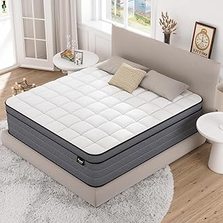 Queen Size Hybrid Mattress 14 Inch, Bed in a Box with Gel Memory Foam and Pocketed Springs Motion Isolation&Pressure Rel