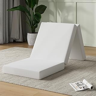 Novilla Foldable Mattress, Single Size Comfort Foam Trifold Mattress with Cloud Design Cover, 4 Inch Folding Mattress fo