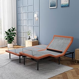 ESHINE Split King Adjustable Bed Frame with Lumbar Support, Head-Pillow-Tillt, Under Bed Light, Smart App Control, Zero 