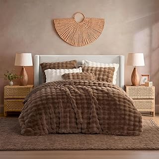 YnM Ultra-Soft Weighted Blanket, Fluffy Bubble Cuddle Heavy Bed Blanket, Plush Faux Fur Big Comforter, Soft & Warm Home