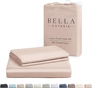 Bella Coterie Luxury Bamboo Viscose Queen Size Duvet Cover Set | 100% Organically Grown | Corner Ties | Ultra Soft | Coo