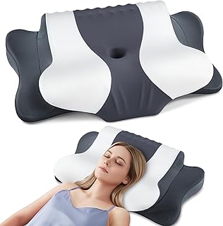 DONAMA Cervical Neck Pillow for Pain Relief, Orthopedic Contour Neck Pillow with Memory Foam Ergonomic Pillows with Dual