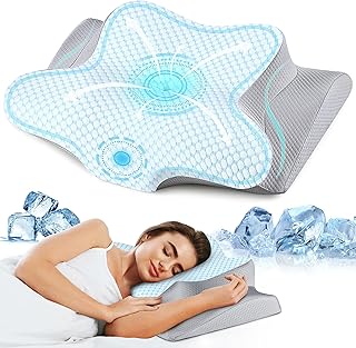 Cervical Neck Pillow for Pain Relief, Memory Foam Contour Orthopedic Pillow, Ergonomic Cooling Neck Support Pillow for S