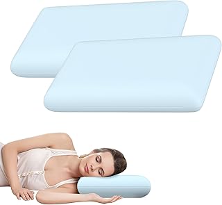 Blue Memory Foam Pillows Set of 2, Bed Pillows for Neck Pain Relief, Cervical Pillow Side Sleeper for Side Back Stomach 