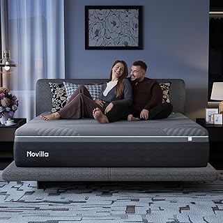 Novilla AiryFlow King Size Mattress 14 Inch, Gel Memory Foam Mattress King for Cool Night & Spinal Alignment, Pressure R