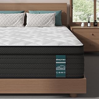 Sleepmax Queen Mattress 14 Inch - Luxury Deep Sleep Hybrid Mattress Pressure Relief - Cooling Bed in a Box for Back & Si